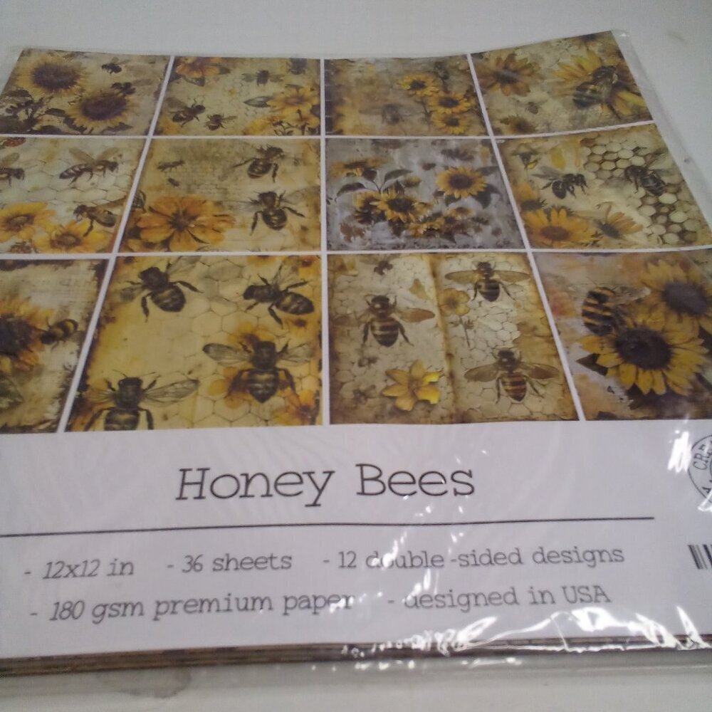 Scrapbooking Paper 12 x 12 Honey Bees Sunflowers 36 Sheets Craft DIY Double Side - Picture 3 of 8